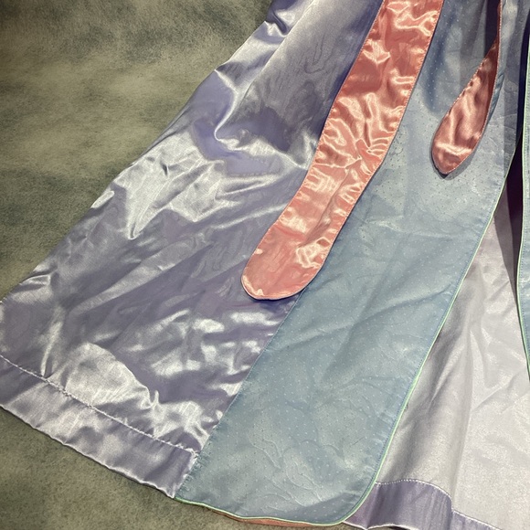 Fernando Sanchez Satin Robe Color Block 90s Small Blue Pink - Picture 10 of 14